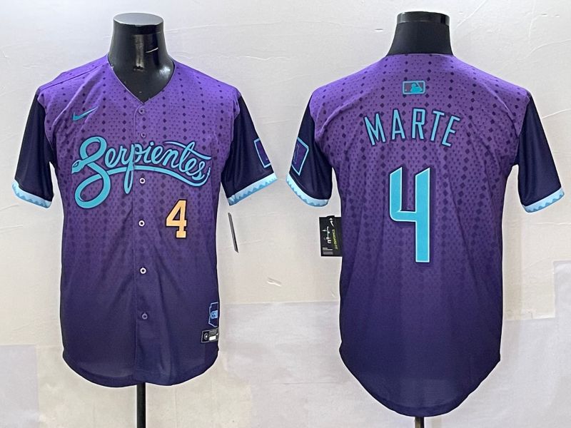 Men Arizona Diamondback #4 Marte Purple Joint Name 2025 Nike MLB Jersey style 2